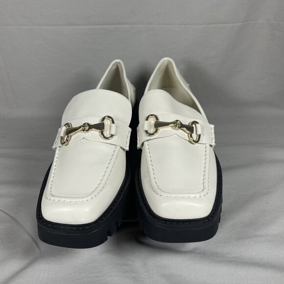 Open Edit Women's White Square Toe Lug Soles Loafers Shoe Size 8.5-NEW - Picture 2 of 8